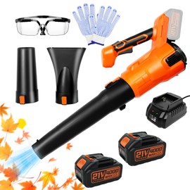 DODOWIN Leaf Blower Cordless with 21V 4.0Ah Battery 2PCS & Charger, Lightweight Electric Cordless Leaf Blower with 2 Blowing Nozzles, for Lawn Care Patio Porch Blowing Leaves Snow