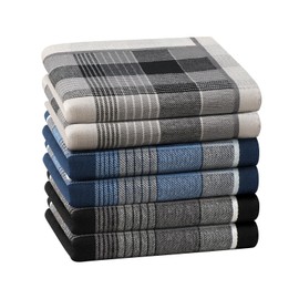HOULIFE Cotton Handkerchiefs for Men with Stripe Pattern, Men's Soft Hankies Classic Pocket Square in Assorted Color (Mixed 2-6pcs)