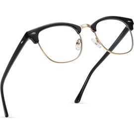 AOMASTE Blue Light Blocking Glasses Vintage Half Frame UV Clear Lens Anti Eyestrain Computer Gaming Glasses for Women Men