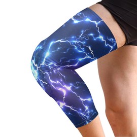 Caikeny Knee Pads for Garden Abstract Blue Lightning Wrestling Knee Pads Violet Long Leg Sleeves Braces Compression Pad Support for Basketball Football Cycling 1 Pair