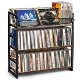 EFYSE 3-Tier CD Rack, Storage and Display Organizer, Compact Space-Saving Holder for Home, Office, or Bedroom, Durable Metal Construction, Holds 114 CDs