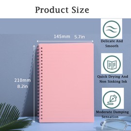 DDUP 3 Pack A5 Spiral Notebooks, 120 Pages Colorful Spiral Notebooks Bound with Hard Waterproof Matte Plastic Cover, Lined Notepad with 8mm Lines for Business Office School Travel (Blue&Pink&Green)
