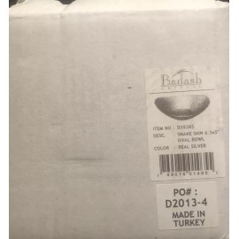 BADASH Snake Skin Silver Oval 6 inch Handmade Glass Bowl Model D3526S NIB