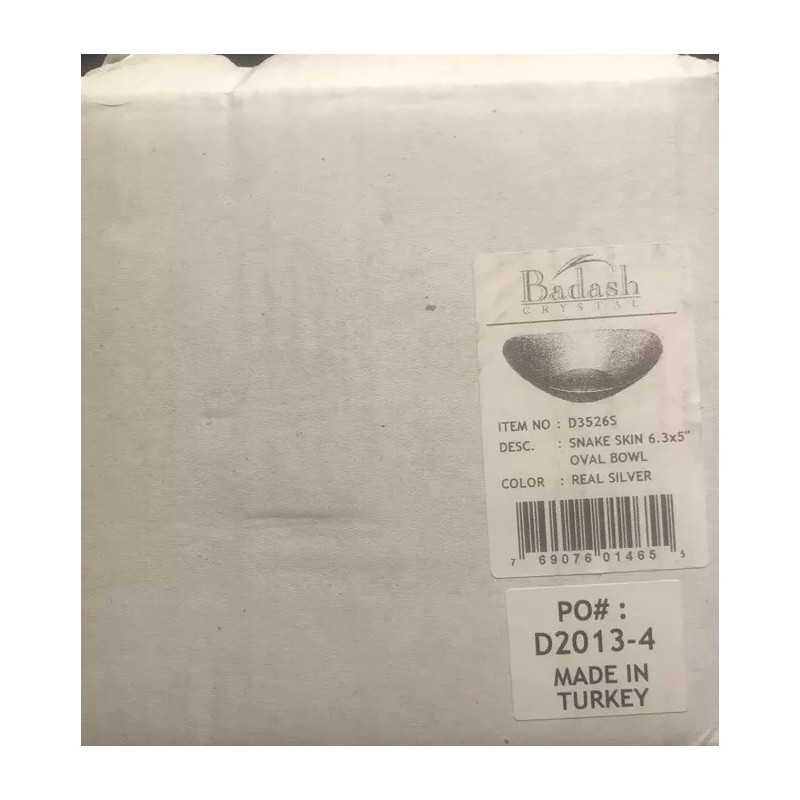 BADASH Snake Skin Silver Oval 6 inch Handmade Glass Bowl