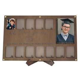 Mocsicka School Picture Frame Pre-k to 12 Brown Graduation Wooden Frame K-12 School Photo Frame Pre-k-12 & Collage, 13 Photos (Brown, 17x11 inch)