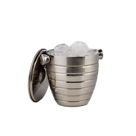 bar@drinkstuff Manhattan Nights Stainless Steel Ribbed Ice Bucket 1.8ltr