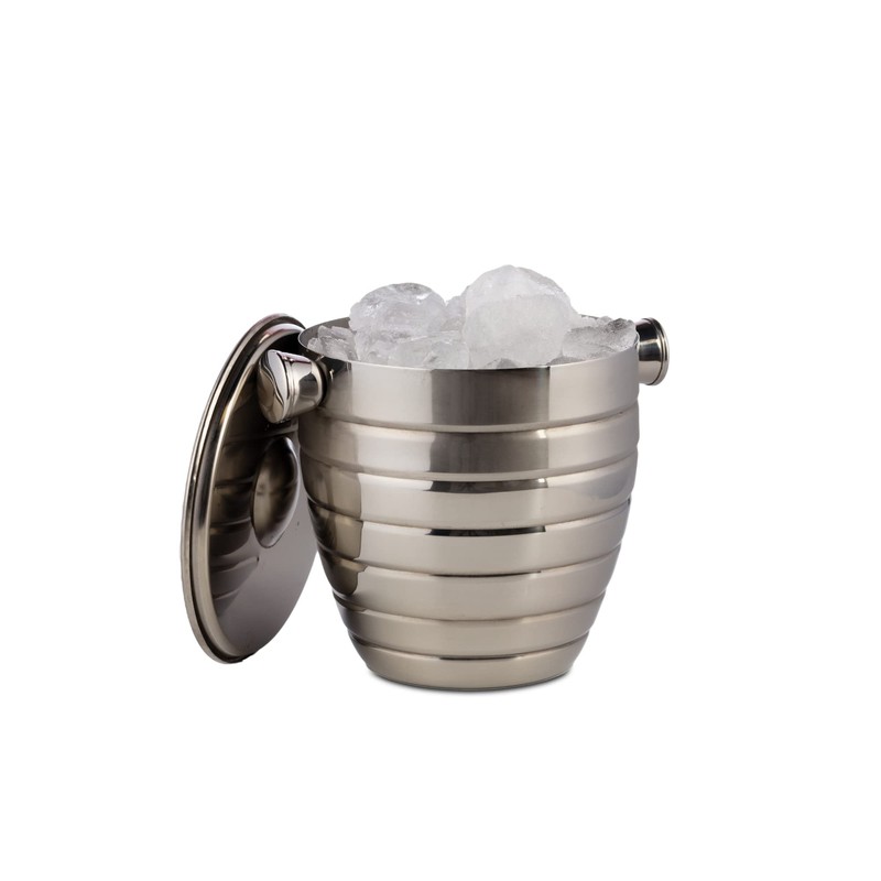 bar@drinkstuff Manhattan Nights Stainless Steel Ribbed Ice Bucket 1.8ltr
