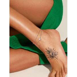 Silvora 925 Sterling Silver Anklets for Women Heart Anklet with Beaded Heart Initial Anklets for Women