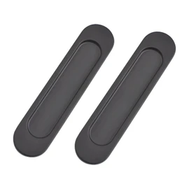 MOROBOR Self-Stick Oval Sliding Door Pulls, 2pcs Matte Black Aluminum Alloy Flush Pull Punch-Free Handle for Sliding Barn Door Windows Cabinets/15cm
