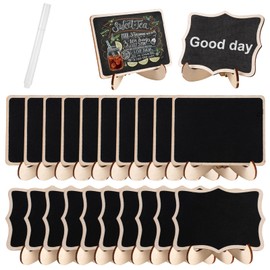 Pack of 24 Mini Chalkboards with Stand, Small Boards for Labelling, Chalkboard Small with Stand, Mini Board with 1 Pen for Place Cards Birthday, Place Cards Wedding, Price Tags, Buffet