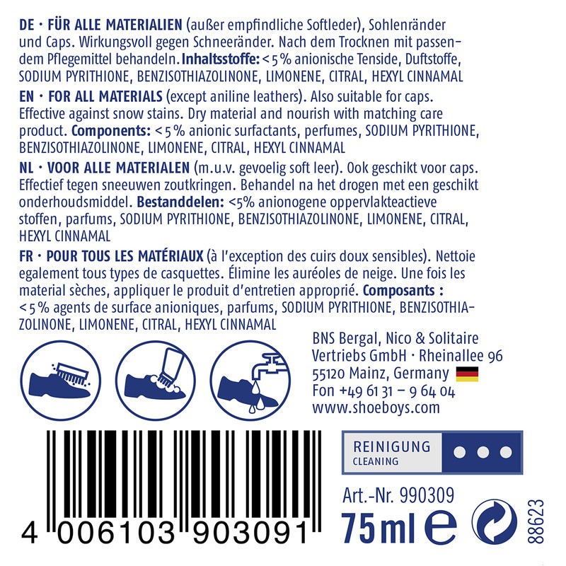 Shoe Boy's Shoe Clean Intensive Cleaning, 75 ml (Pack of