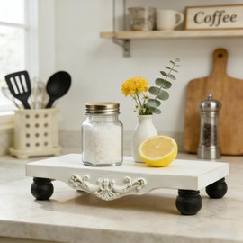 SOFE White Wood Risers for Decor, Pedestal Stands for Display Decorative Tray, Soap Holder, Modern Perfume Tray, Kitchen Counter Decor and Accessories 2.8 Inches Tall