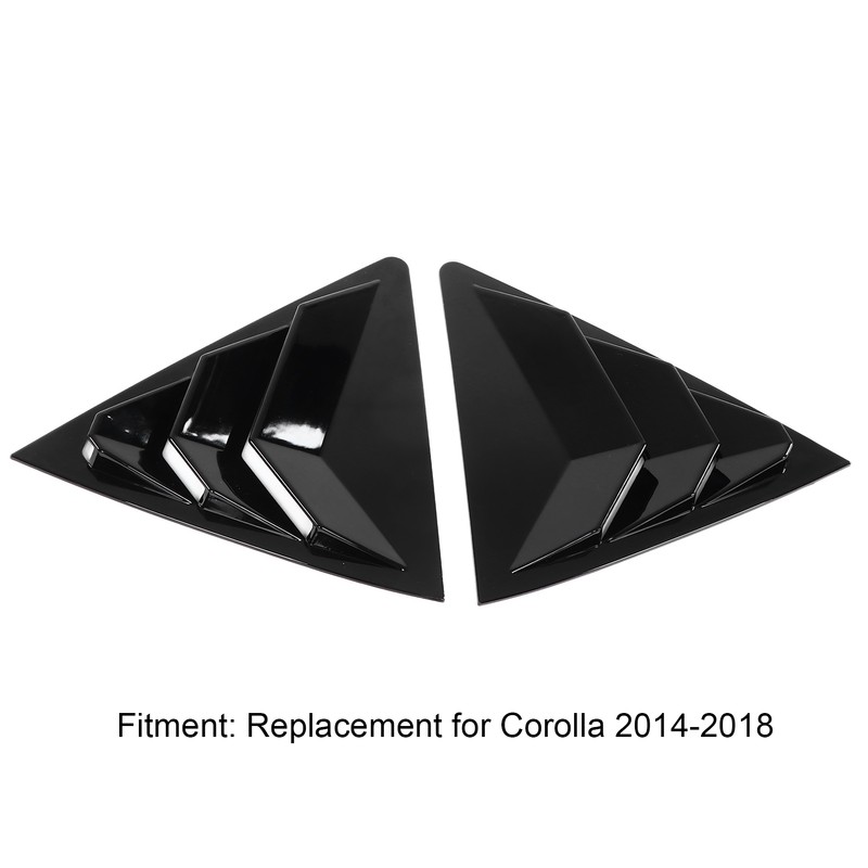 2pcs Gloss Black Rear Side Window Louvers Trim Air Vent