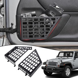 Z8 Metal Front Door Pockets for 2007-2018 Jeep Wrangler JK JKU 2/4 Storage Stainless Steel Door Side Insert Organizer