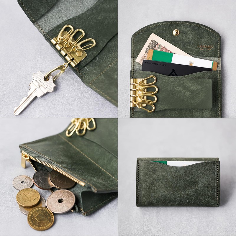 AURAMU MARGOT LUIGI Key Case, Italian, Leather, Coin Purse, Genuine