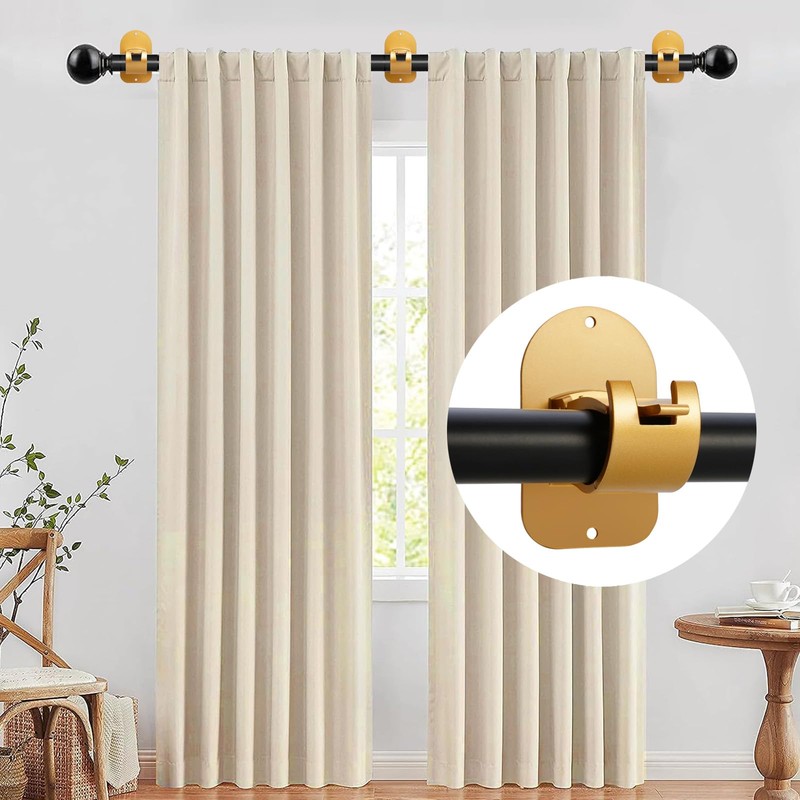 Cadorasty No Drill Curtain Rod Holder Hangers - Self Adhesive
