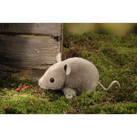 Kösener Mouse 7430 Grey Brown Lying Down 10 cm Mohair Soft Toy Soft Toy Baby Child Alcantara