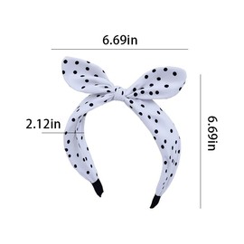 Yreamont 50s Costume Retro Hair Accessories for Women's Hair Non Slip Knotted Bow Headband for Women White Boho Headbands Polka Dot Head Bands for Women Girls 50s Accessories with Bowknot
