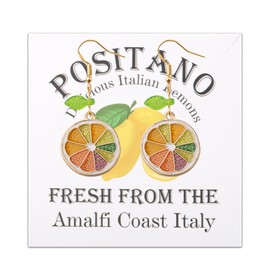 HOLLP Lemon Lover Gift Positano Italy Gifts Positano Delicious Italian Lemons Fresh from the Amalfi Coast Italy Earring Brooch Jewelry (Earring-2)