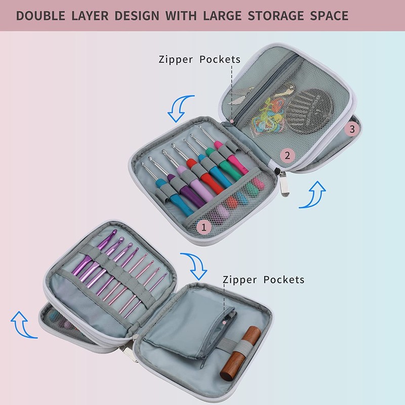 LOOEN 62 Pieces Knitting Needle Set 18 Sizes 2 mm