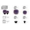 HomeVss, Stoneware Square 16pc Dinnerware Set, Inside Spinwash Swirl Purple