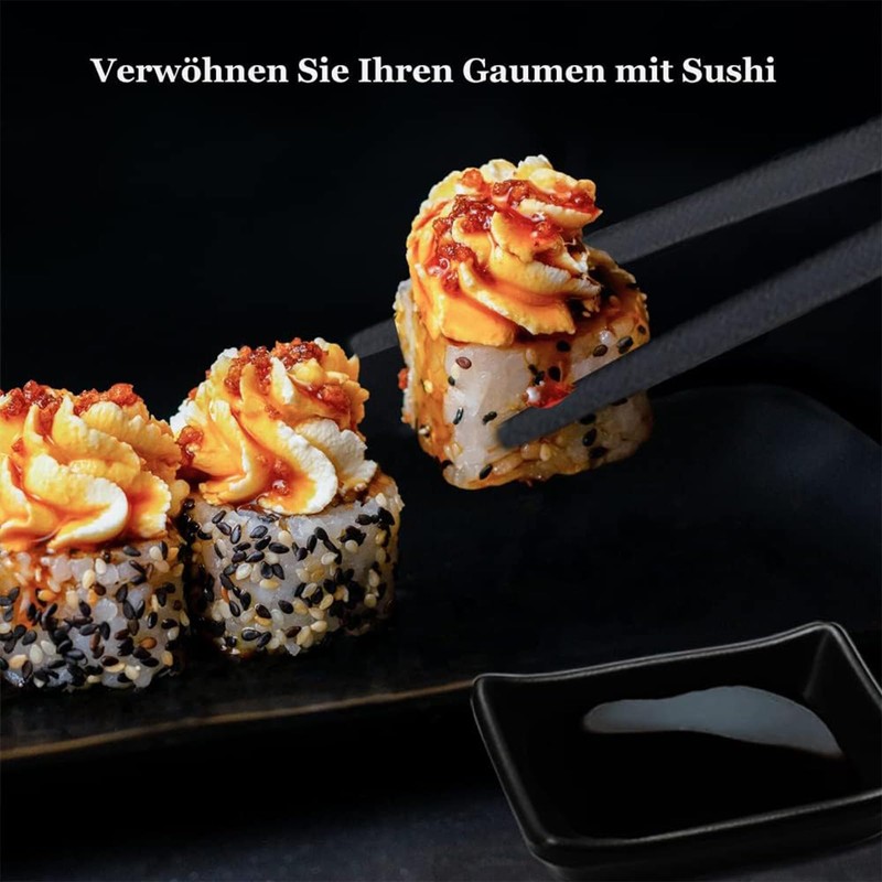 GOIEHIR 8-Piece Sushi Plate Slate with Dipping Bowls 21 x