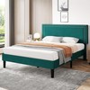 VECELO Queen Size Bed Frame with Adjustable Upholstered Headboard, Wooden