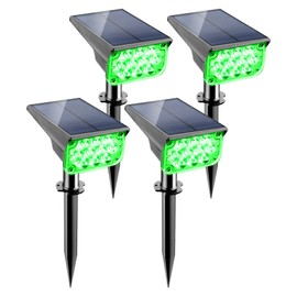 CREPOW Green Solar Spot Lights Outdoor, St. Patrick's Day Decor Lights with IP65 Waterproof 20 LEDs Solar Landscape Spotlights for Garden Path Yard Holiday Christmas 4 Pack
