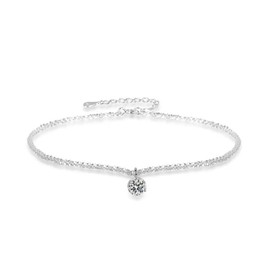 LSTKLY Anklets for Women Adjustable Ankle Chain Layered Ankle Bracelet Silver Foot Bracelet Beach Anklet Silver Simple Foot Chain Jewelry Ankle Bracelet Anklet Set for Women (Anklet with pendant)