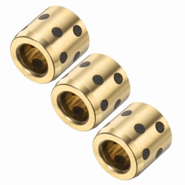sourcing map 3pcs Sleeve Bearings 8mm Bore x 15mm OD x 15mm Height, Wrapped Oilless Bushings Brass Graphite, JDB Oilless Graphite Lubricating Cast Brass Bushing