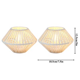 TRIROCKS Woven Cotton Rope Table Lamp Set of 2, 5" Cordless Battery Operated Desk Lamp, Boho Wireless LED Lamps for Indoor/Outdoor Bedroom Living Room Weddings Parties Patio Events