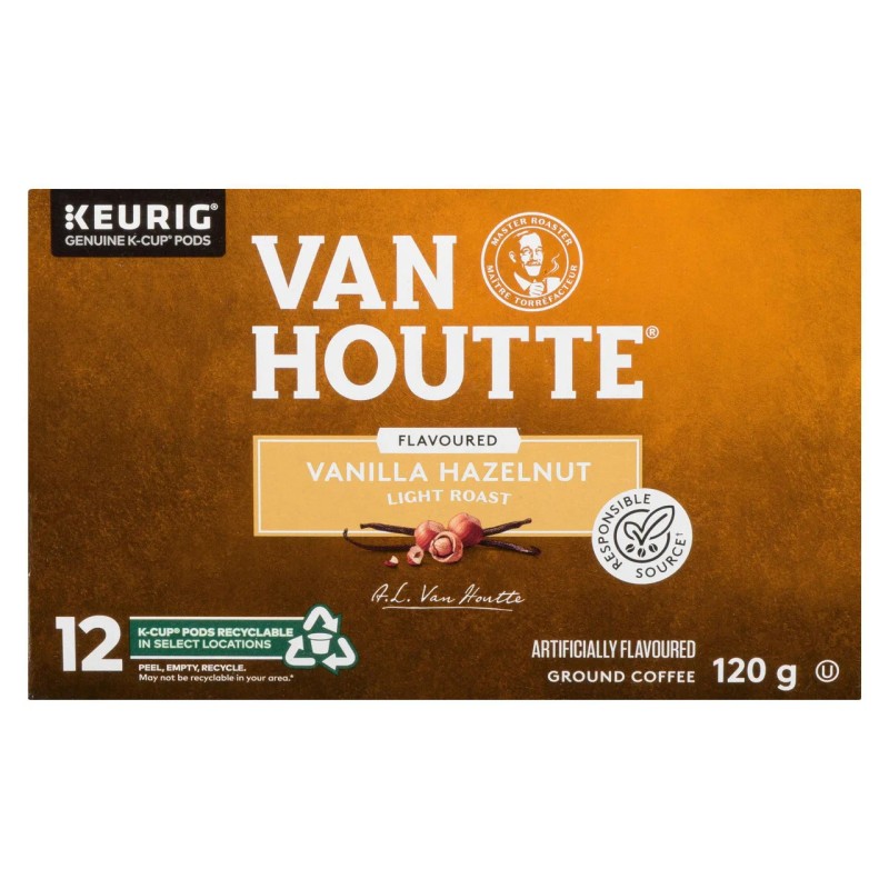 Keurig Van Houtte Vanilla Hazelnut Coffee, Light Roast, Keurig 12ct