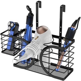 Aolldy Hair Dryer Holder 3in1 Hair Tool Organizer/Wall Mounted,Cabinet Door or Desk-based Blow Dryer Holder/Height-adjustable Curling Iron Holder/Bathroom Cabinet Organizer for Flat Irons