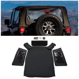 HECASA Soft Top Replacement Compatible with 2007-2018 Jeep Wrangler 2 Door Models w/Removable Side Back Window Black