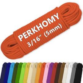PerkHomy Cotton Rope 3/16" (5mm) 100 ft Multi Purpose Utility Diamond Braided Cord, Natural Cotton for Clothes Line Camping Crafting Flag Pole, Orange Red