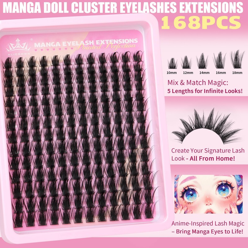 Doll Lash Clusters Manga Eyelash Extensions Cosplay Spiky Individual Lashes