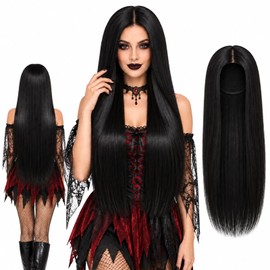 Halloween Long Black Straight Wig for Women - Halloween Fancy Dress