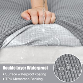 Smiry Waterproof Couch Cushion Covers, Stretch Jacquard Sofa Covers Washable, Thick Sofa Cushion Covers Furniture Protector with Elastic Bottom for Pets, Kids (3 Pack, Light Grey)