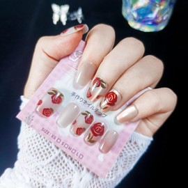 TRENTSNOOK 10 Pieces Handmade Nail Tips, Reusable Cinnamon Colored Nail Tips, Great for Fireworks Displays, Coming of Age Ceremonies, Graduations, Dating, Karaoke (S)