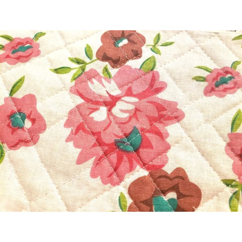 Pink Floral Quilted Gingham Placemat 19" X 13" 100% Cotton