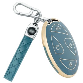 Joouheax for Hyundai Key Fob Cover 2022-2025, 7 Button Soft TPU Full Coverage Protection Key Case for Ioniq 6 Elantra Santa Grandeur GN7 KONA Smart Key, Blue