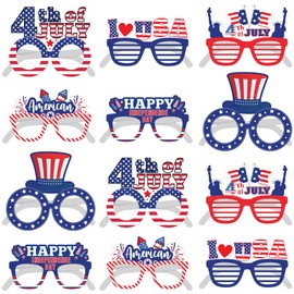 KatchOn, 4th of July Glasses for 4th of July Decorations - Pack of 12, Happy Independence Day Decorations | 4th of July Photo Booth Props for Fourth of July Decorations | 4th of July Party Favors