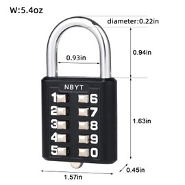 NBYT 5 Digit Padlock Digital Combination Lock, Button Safety Digital Lock, Applicable to Gym or Sports Locker Room, Box, Toolbox, Fence, Cabinet Buckle