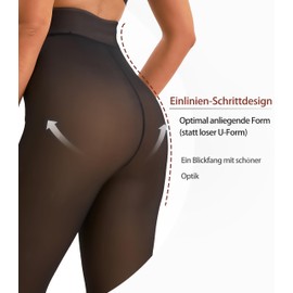 HeyUU Thermal Tights Women's Warm Fleece Tights Lined Winter Leggings Warm & Fake Transparency, black, L