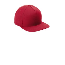 SPORT-TEK YP Classics Premium 5-Panel Snapback Cap STC55, Deep Red, One Size