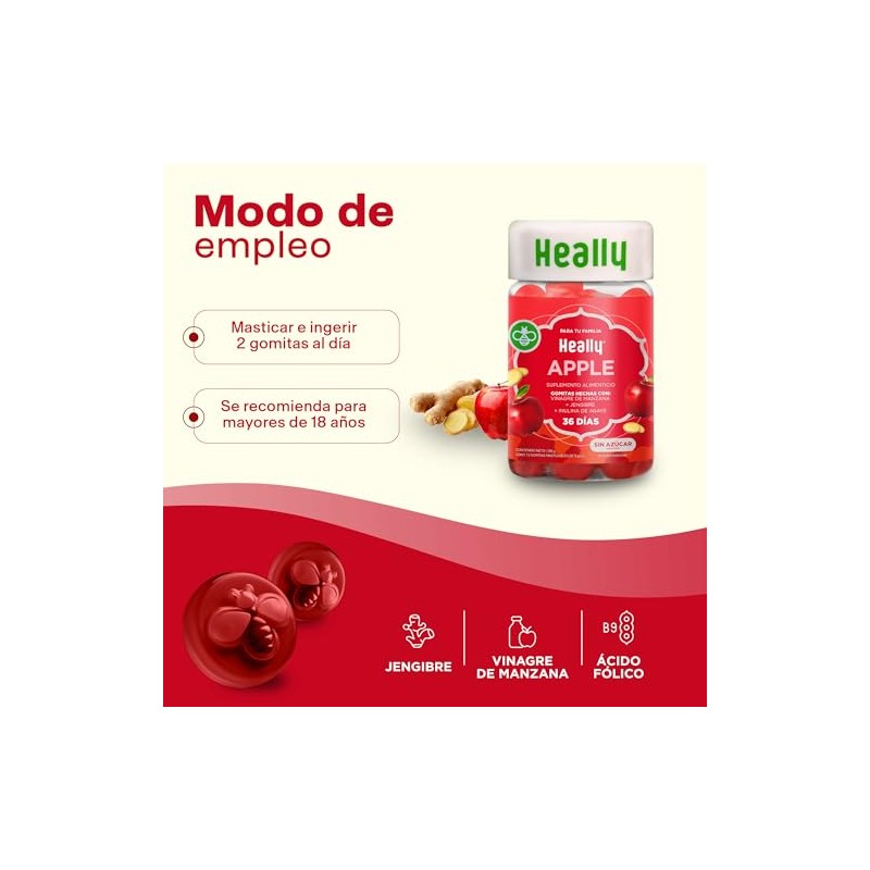 Gomitas de Vinagre de Manzana con Jengibre e Inulina HEALLY