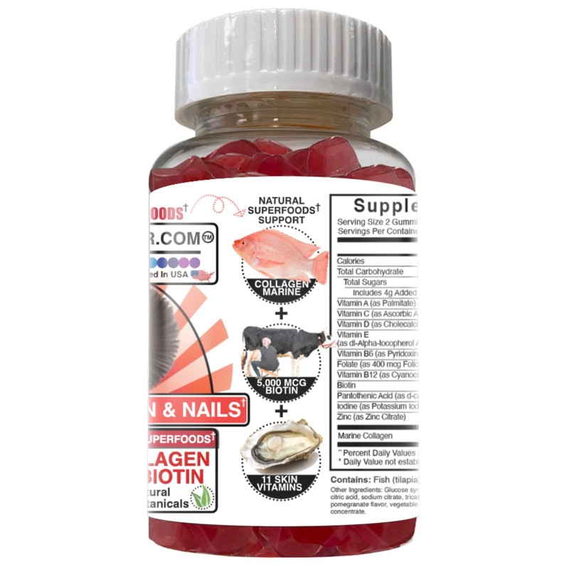 GummBear.com Super Hair Skin & Nails Vitamin Gummies - Fortified