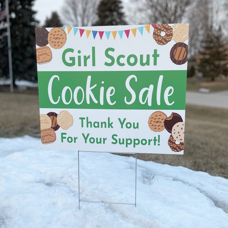 Girl Scout Cookie Sale - Yard Sign with Metal Stakes
