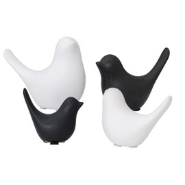 Gaobei Small Animal Statues Home Decor Modern Style Birds Decorative Ornaments for Living Room, Bedroom, Office Desktop, Cabinets (White 2Pcs Black 2Pcs)