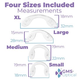 GMS Optical Bridge Strap Screw-in Silicone Nose Pads for Eyeglasses (Pack of 4) One of Each Size - 18mm, 22mm, 28mm, 32mm